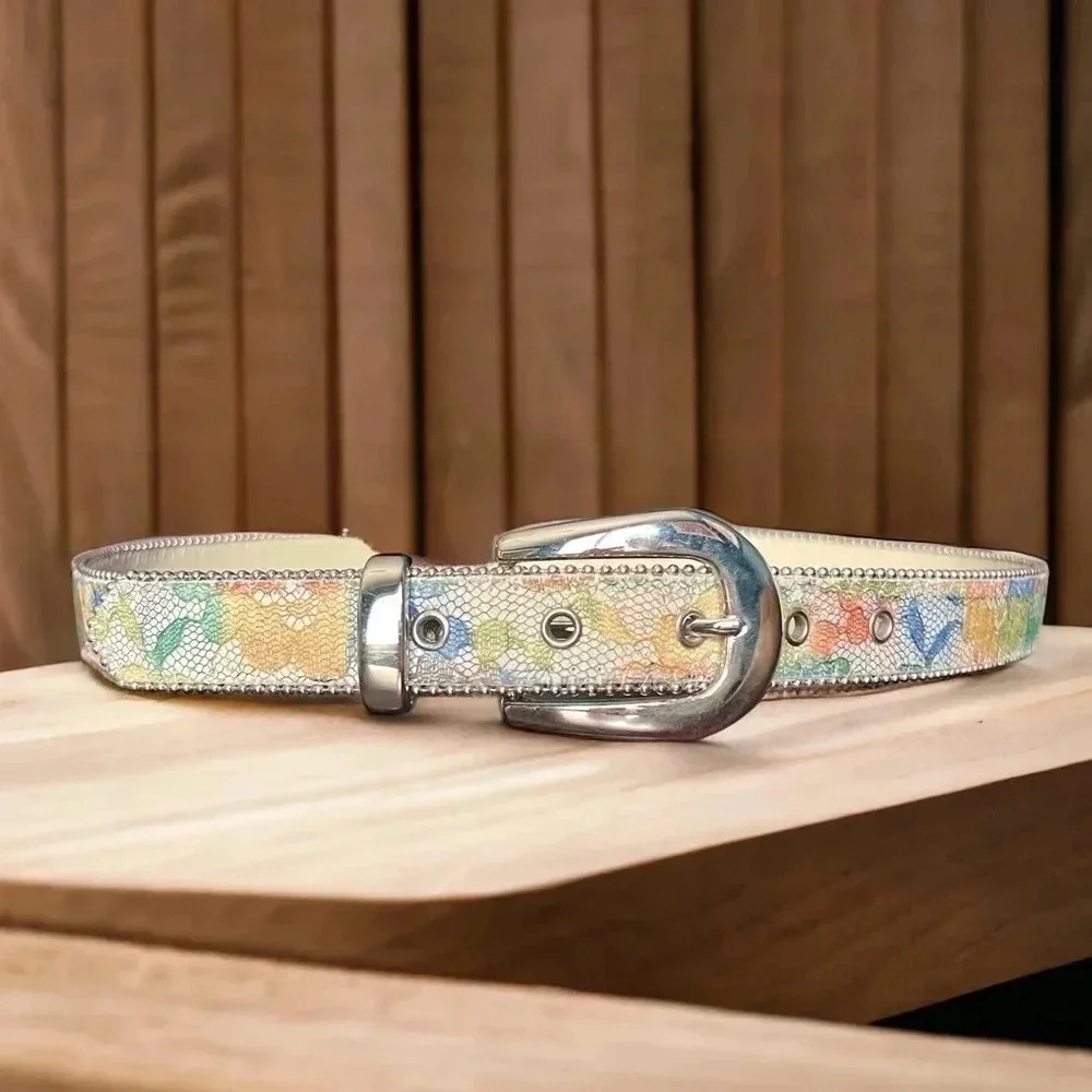 Vintage Women's Elite Fresno California Western Style Multi Color Leather Belt